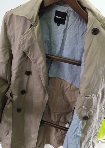 Bej Erkek Keten Trençkot - Görsel 7