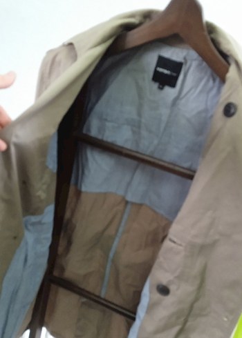 Bej Erkek Keten Trençkot - Görsel 8