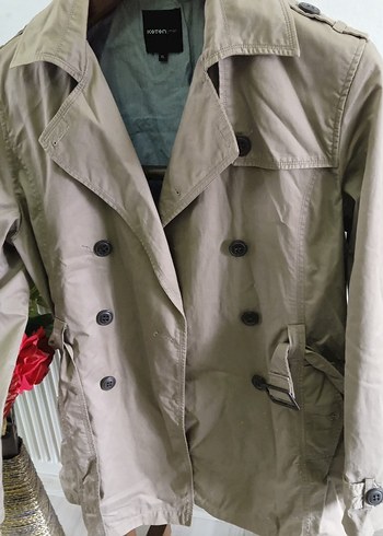 Bej Erkek Keten Trençkot - Görsel 3