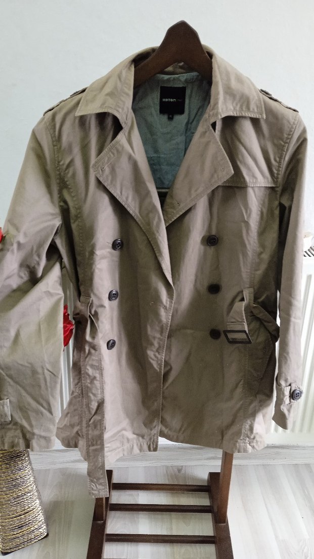 Bej Erkek Keten Trençkot - Görsel 2