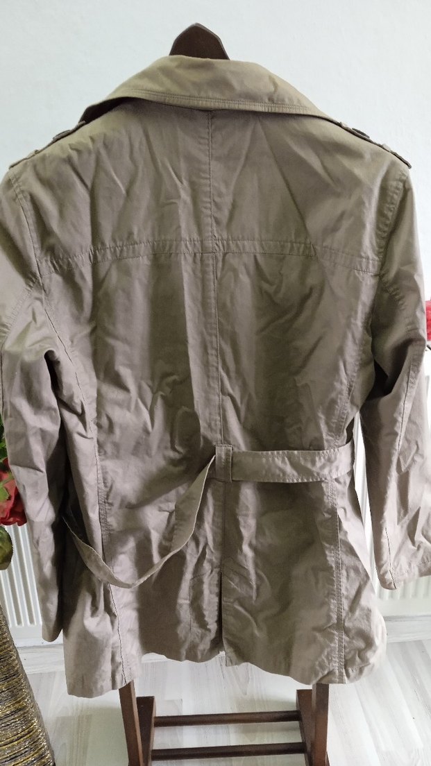 Bej Erkek Keten Trençkot - Görsel 5