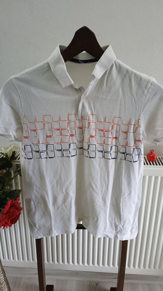 Pembe ve Beyaz  Erkek Polo Tişörtler - Görsel 5