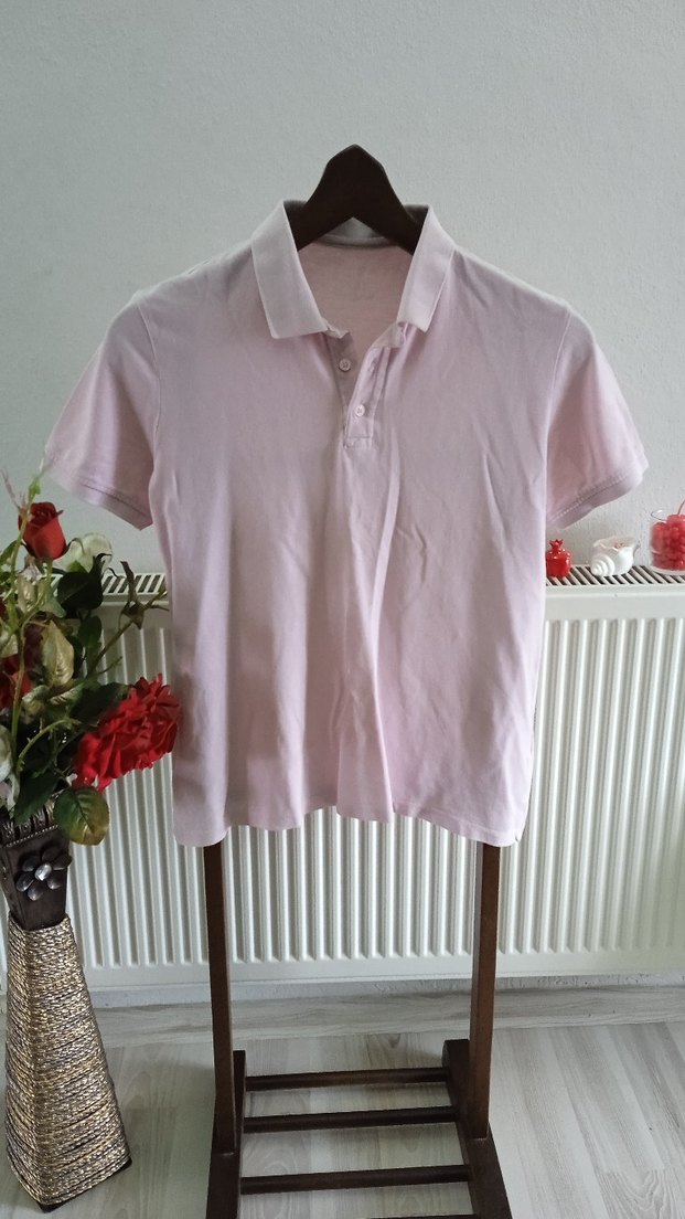 Pembe ve Beyaz  Erkek Polo Tişörtler - Görsel 2