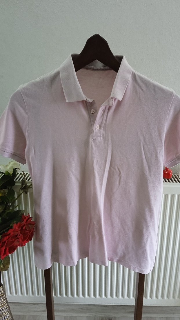 Pembe ve Beyaz  Erkek Polo Tişörtler - Görsel 4