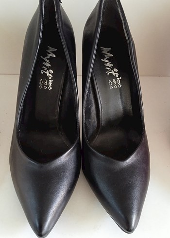 Siyah Deri Stiletto Topuklu Kadın Ayakkabı - Görsel 2