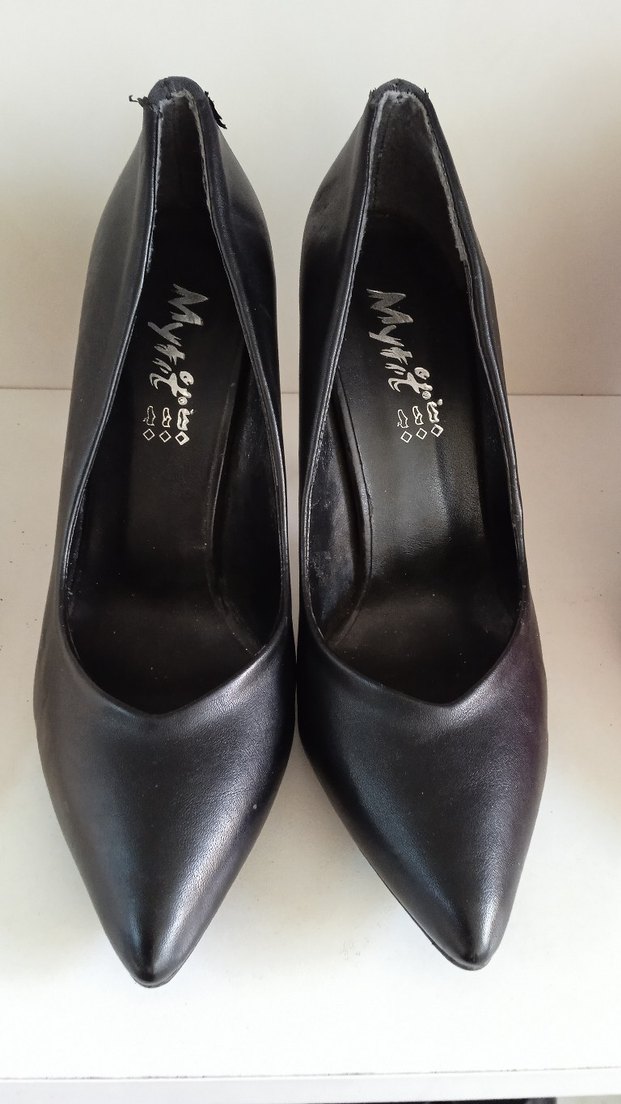 Siyah Deri Stiletto Topuklu Kadın Ayakkabı - Görsel 2