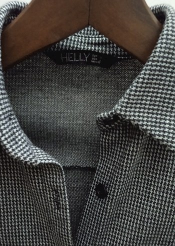 Gri Düğmeli Kadın Midi Gömlek - Görsel 9