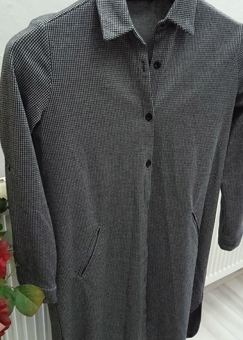 Gri Düğmeli Kadın Midi Gömlek - Görsel 10