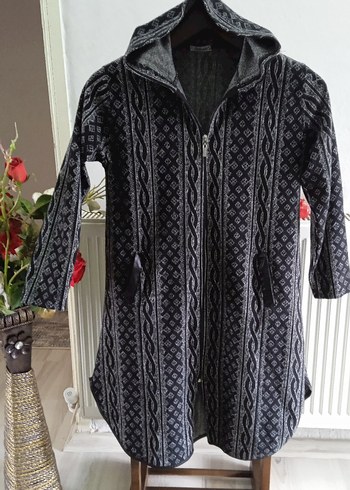 Bohem Gri Kapüşonlu Ceket - Görsel 6