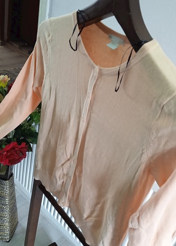 Bej Kadın Triko Hırka, Uzun Kollu, Salaş Kesim - Görsel 6