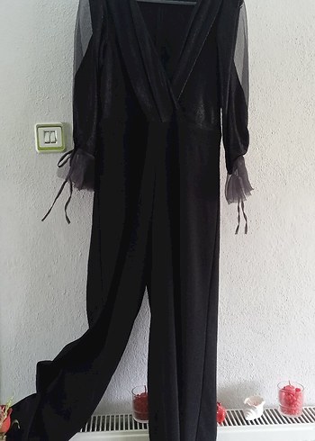 Siyah V Yakalı Uzun Salaş Tulum - Görsel 7
