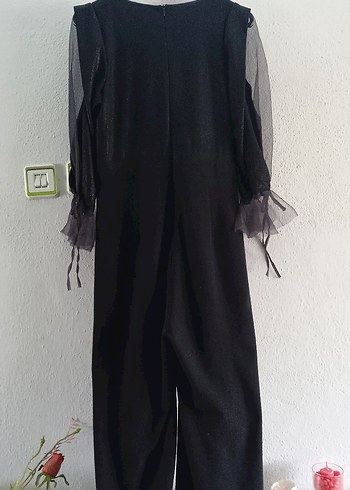 Siyah V Yakalı Uzun Salaş Tulum - Görsel 11