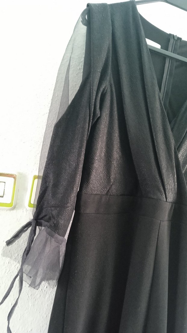 Siyah V Yakalı Uzun Salaş Tulum - Görsel 4