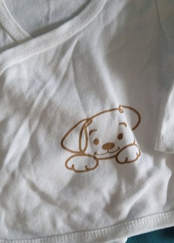 Bebek  Beyaz Pamuklu Kısa Kollu Hastane Kıyafeti zıbın - Görsel 7