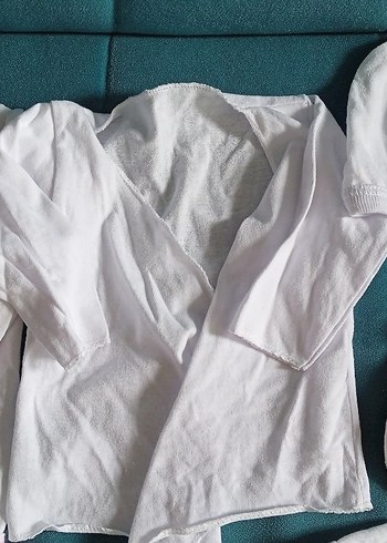 Bebek  Beyaz Pamuklu Kısa Kollu Hastane Kıyafeti zıbın - Görsel 9