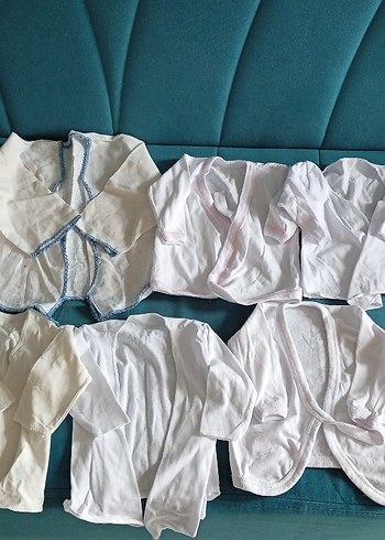 Bebek  Beyaz Pamuklu Kısa Kollu Hastane Kıyafeti zıbın - Görsel 2