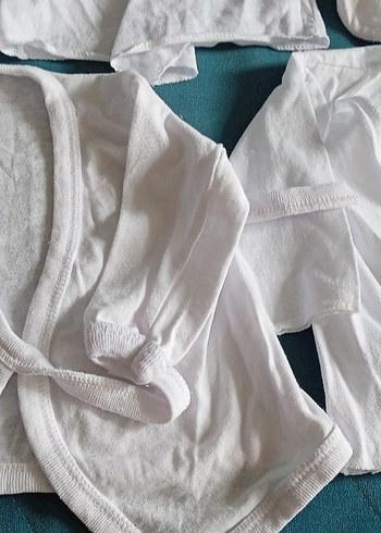 Bebek  Beyaz Pamuklu Kısa Kollu Hastane Kıyafeti zıbın - Görsel 10