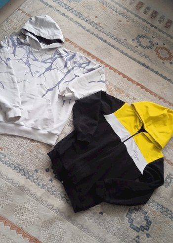 Sarı Siyah Kapüşonlu Fermuarlı Erkek Sweatshirt - Görsel 4