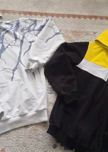 Sarı Siyah Kapüşonlu Fermuarlı Erkek Sweatshirt - Görsel 7