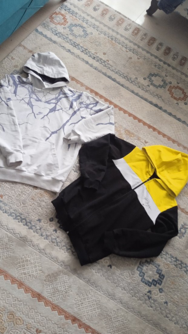 Sarı Siyah Kapüşonlu Fermuarlı Erkek Sweatshirt - Görsel 4