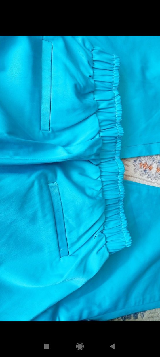 Kadın Mavi Rahat Kesim Midi Kumaş Pantolon - Görsel 2