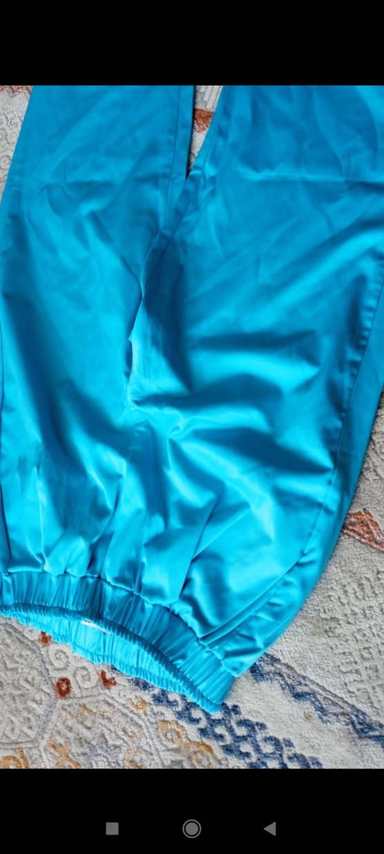 Kadın Mavi Rahat Kesim Midi Kumaş Pantolon - Görsel 3