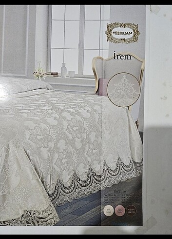 Beden pembe Renk Kubra home collection yatak örtüsü güpürlü