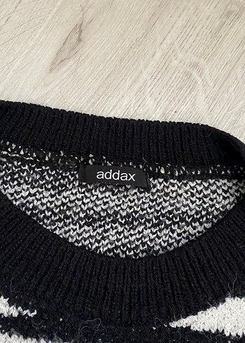 s Beden Addax Zebra Desenli Siyah Kadın Triko Kazak