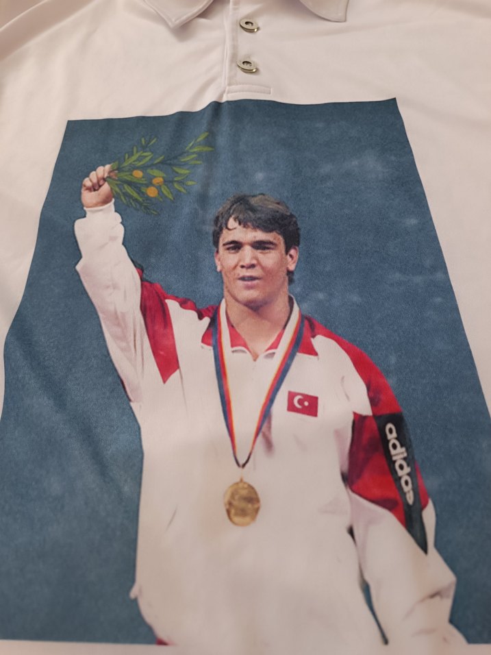 Naim Süleymanoğlu Baskılı Beyaz Polo Yaka T-shirt - Görsel 2