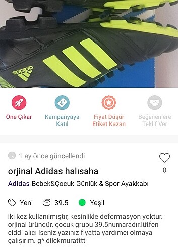 Orjinal adidas halısaha/krampon