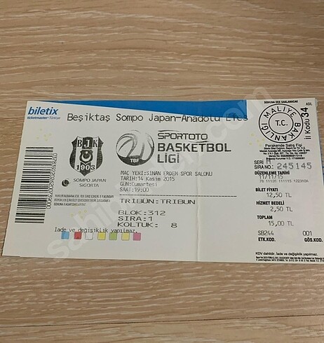  Beşiktaş Basketbol Maç biletleri