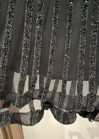 Siyah Uzun Kollu Drapeli Abiye Elbise - Görsel 8