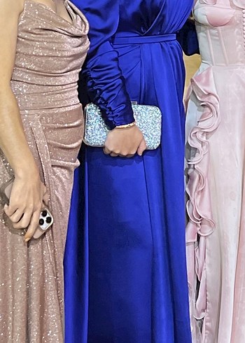 Mavi Drapeli Uzun Abiye Elbise - Görsel 2