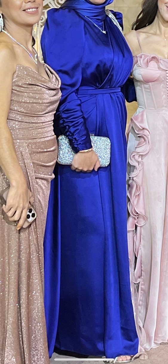 Mavi Drapeli Uzun Abiye Elbise - Görsel 2