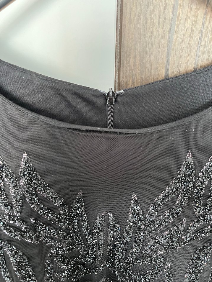 Siyah Uzun Kollu Drapeli Kadın Abiye Elbise - Görsel 5