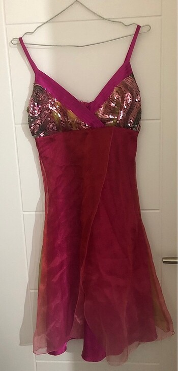 Pembe vintage elbise