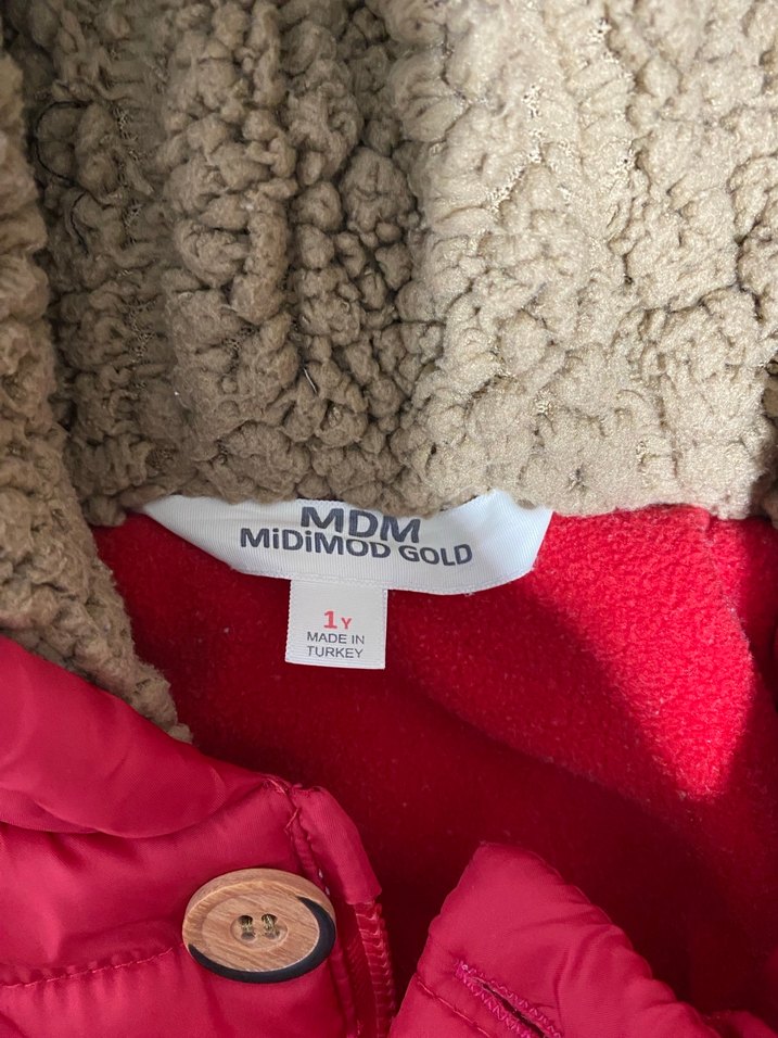Kırmızı Bebek Çocuk Düğmeli Mont - Görsel 4