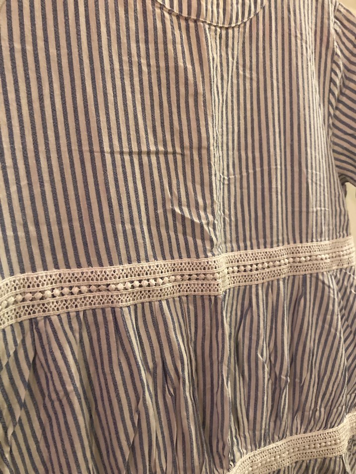 Kız Çocuk Mavi Çizgili Bohem Elbise - Görsel 3