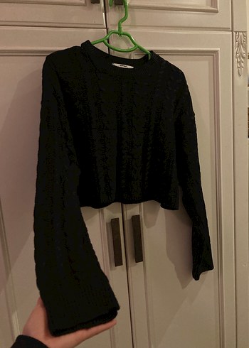 Siyah Örgü Kadın Kazak, Uzun Kollu, Salaş - Görsel 3