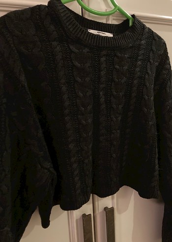 Siyah Örgü Kadın Kazak, Uzun Kollu, Salaş - Görsel 2