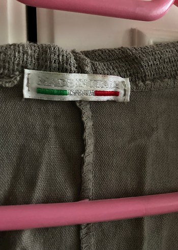 Gri Bohem Midi Keten Ceket - Görsel 3