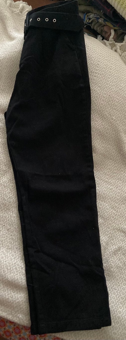 Kemerli Siyah Kumaş Pantolon - Görsel 2
