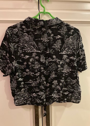 Kadın Siyah Desenli Kısa Kollu Gömlek - Görsel 4