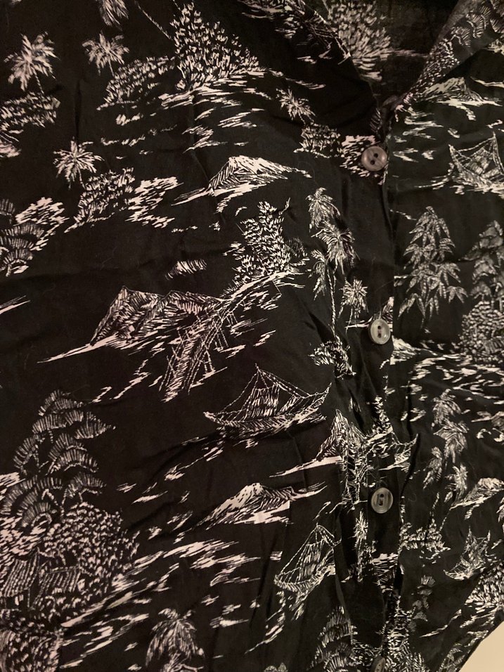 Kadın Siyah Desenli Kısa Kollu Gömlek - Görsel 2