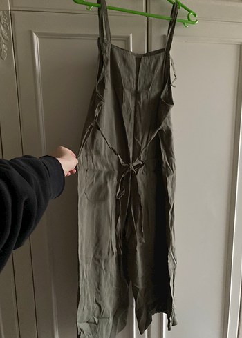 Koyu yeşil renk midi salopet - Görsel 3