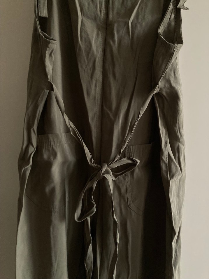 Koyu yeşil renk midi salopet - Görsel 4