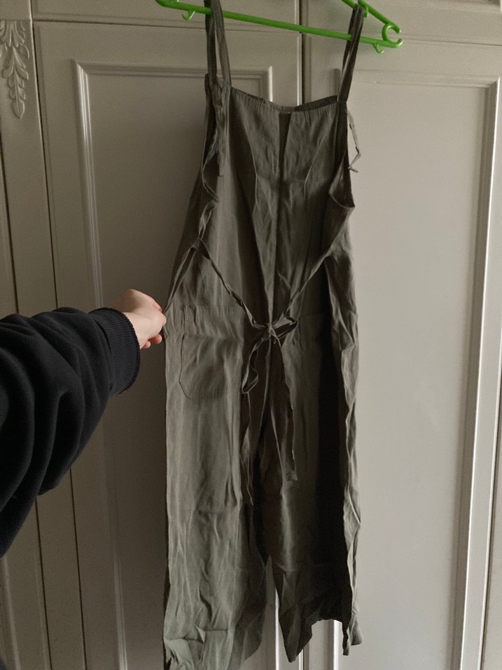 Koyu yeşil renk midi salopet - Görsel 3