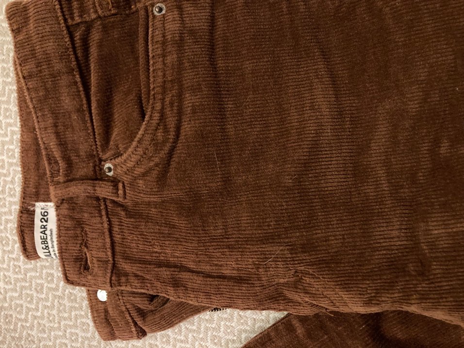 Düğmeli Koyu Kahverengi Süet Kadın Pantolon - Görsel 2