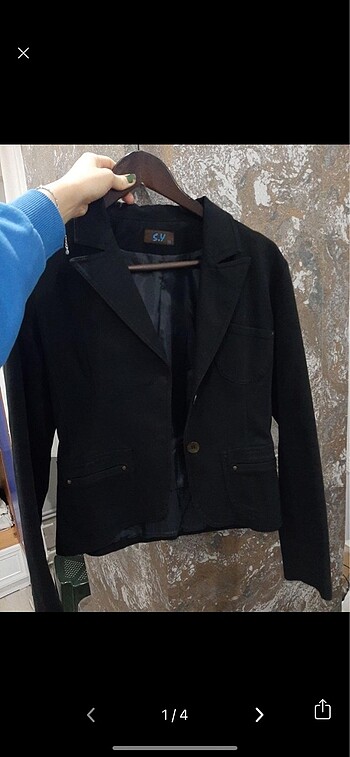 Siyah Kısa Blazer Ceket