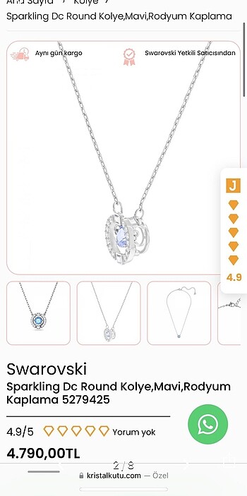  Beden çeşitli Renk Swarovski kolye